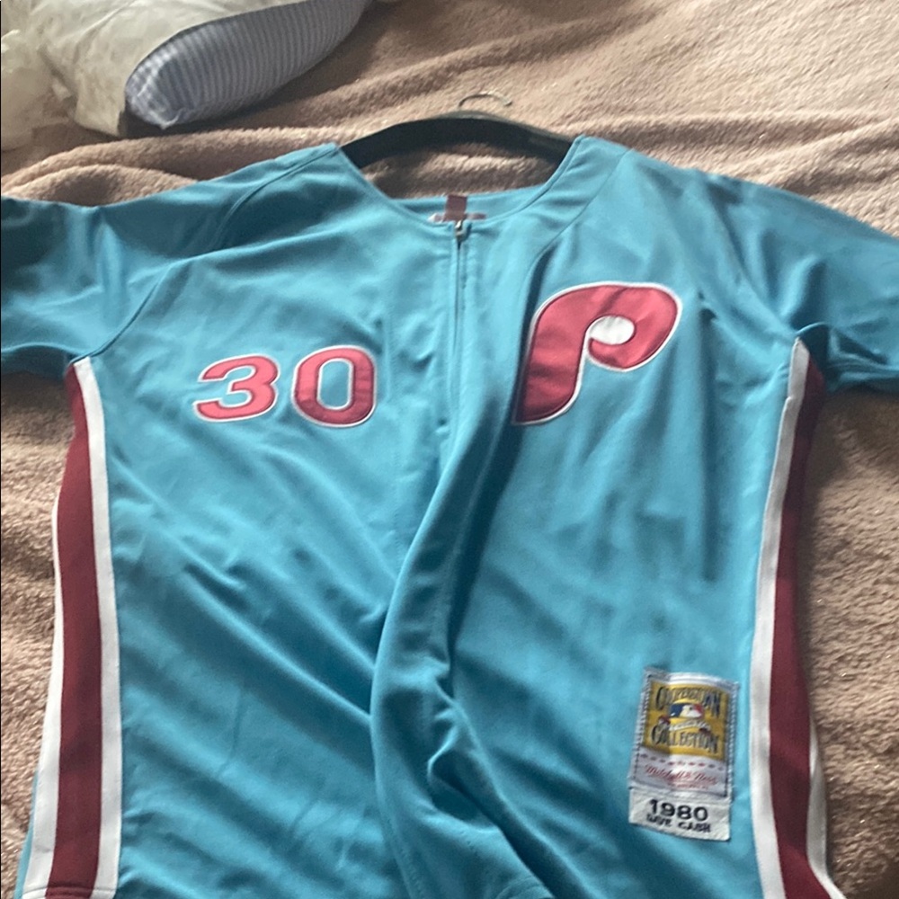 Ash Blue and Red Sports Jersey